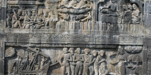 Detalle de relieves, Templo Borobudur, Jogyakarta, Indonesia