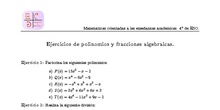 Ejercicios de polinomios y fracciones algebraicas