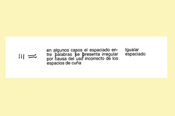 Signo de corrección: igualar espaciado