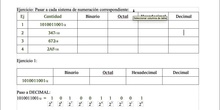 Sistemas de numeración Ejercicio 1