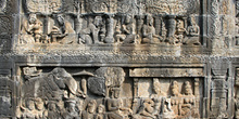 Detalle de relieves, Templo Borobudur, Jogyakarta, Indonesia