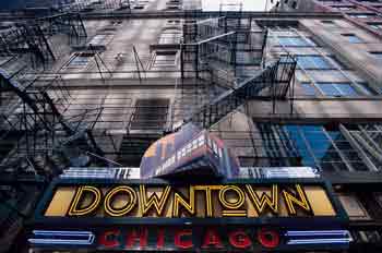 Rótulo del restaurante Downtown, Chicago, Estados Unidos