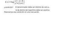 4 ESO. Ejemplo de Dominio de función con fracción y logaritmo