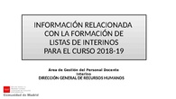 Dudas sobre Formación de listas de Interinos para el curso 2018-2019