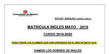 matriculación inglés mayo 2019