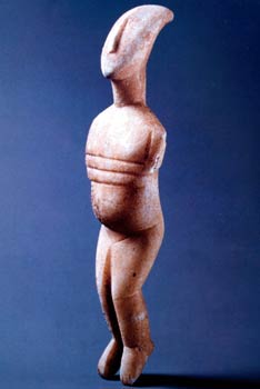 Mujer encinta, escultura cicládica, Museo Nacional de Atenas