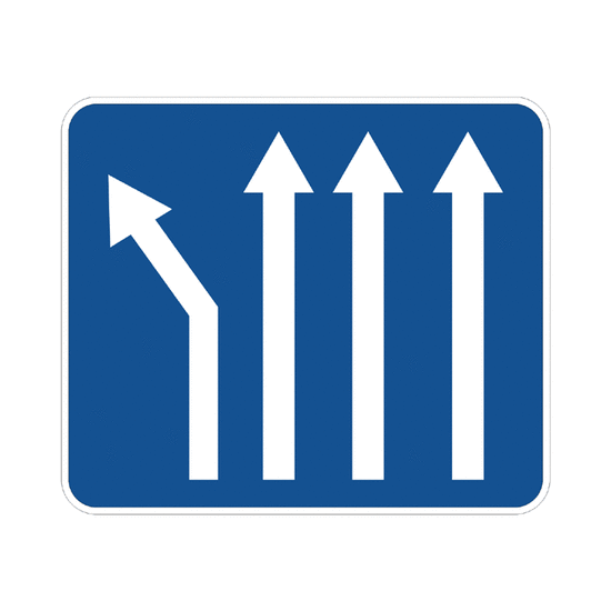 Bifurcación hacia la izquierda en calzada de cuatro carriles