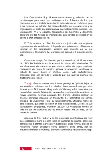 Página 52 de la Guía Didáctica de la Shoá