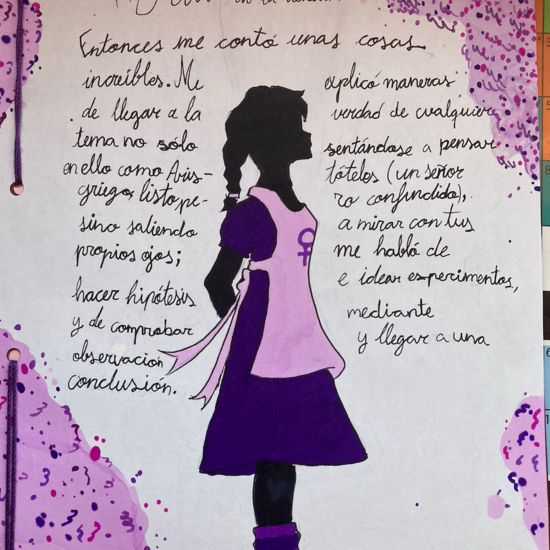 Portada de álbum elaborada por un grupo de 3.ºESO inspirada en el libro «La evolución de Calpurnia Tate» de J. Kelly