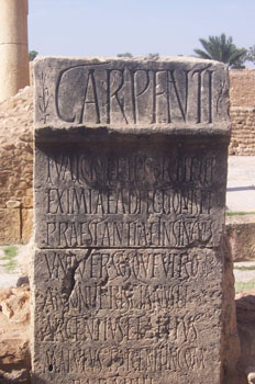 Inscripción, Ruinas romanas de Sbeitla, Túnez
