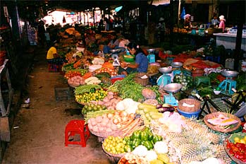 Puesto de comida en Siem Reap, Camboya