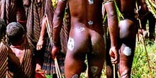 Pinturas en hombres del valle de Baliem, Irian Jaya, Indonesia
