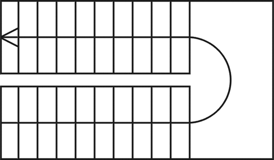 Escalera rectilínea con rellano intermedio