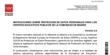INTRUCCIONES SOBRE PROTECCIÓN DE DATOS PERSONALES PRA LOS CENTROS EDUCATIVOS DE LA C.M.