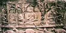 Relieves en pared de templo, Angkor, Camboya
