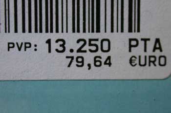 Etiqueta de precio de un producto