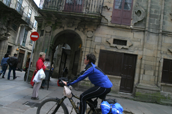 Peregrina en bicicleta, Santiago de Compostela, La Coruña, Galic