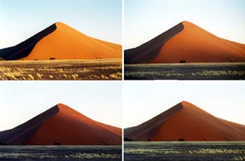 Composición de graduación de luz sobre una duna, Namibia