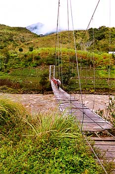 Puente moderno con cables, Irian Jaya, Indonesia