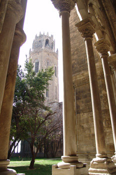 Torre vista desde el claustro, Catedral de Lérida