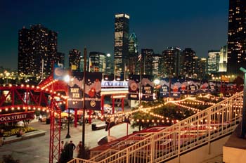 Vista nocturna de Chicago, Estados Unidos