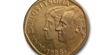 Cara de una moneda de 500 pesetas