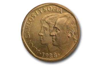 Cara de una moneda de 500 pesetas