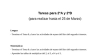 Tareas 2º (11 al 25 de marzo)