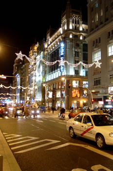 La calle Gran Vía en Navidad, Madrid
