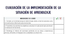 Evaluación de la implementación de la situación de aprendizaje