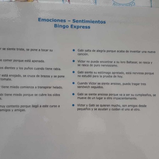 Bingo de emociones 1