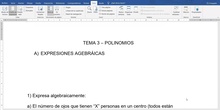 Inicio Tema Polinomios y expresiones agebraicas