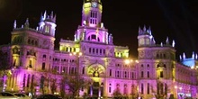 Iluminación del Palacio de Comunicaciones con motivo de la Boda