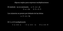 reglas sencillas para expresiones algebraicas con multiplicaciones