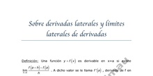 Sobre derivada laterales y límites laterales de las derivadas