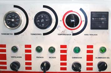 Cuadro de mandos de cabina de pintura