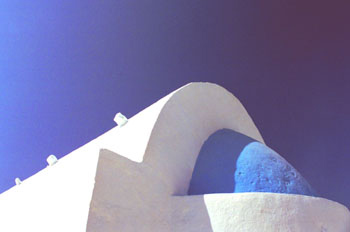 Chimenea de una casa de Santorini, Grecia