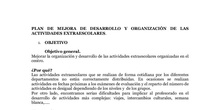 PLAN DE MEJORA DE ORGANIZACIÓN Y DESARROLLO DE ACT EXTRAESCOLARES