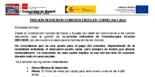 Precios reducidos Comedor Escolar 2021-2022