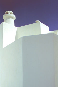Chimenea de una casa de Santorini, Grecia