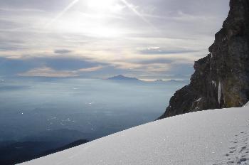 Vista de la Malinche y el Pico de Orizaba desde la cima del Izta