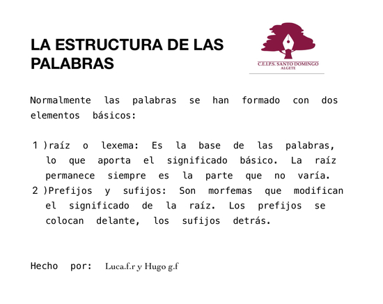 LA ESTRUCTURA DE LAS PALABRAS
