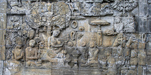 Detalle de relieves, Templo Borobudur, Jogyakarta, Indonesia