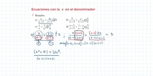 Ecuaciones con x en el denominador