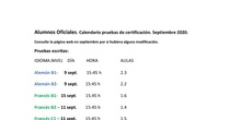 Fechas exámenes certificación septiembre 2020