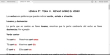LENGUA 5º. REPASO SOBRE EL VERBO
