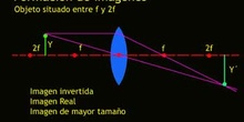 Formación de imágenes, objeto situado entre f y 2f