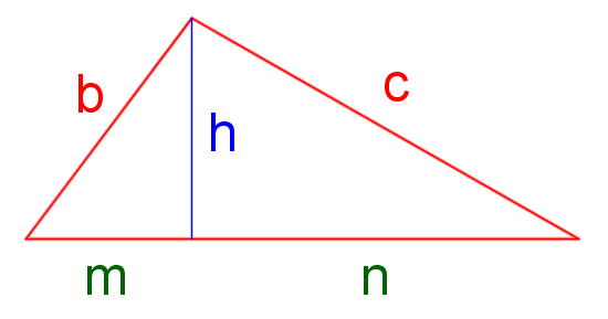 Triángulo rectángulo con proyecciones y altura