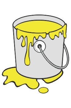 Cubo de pintura amarilla