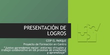 Presentación de logros CEIP EL PARQUE PROYECTO INNOVACIÓN EDUCATIVA